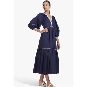 STAUD Dark Blue Dress with White Accents